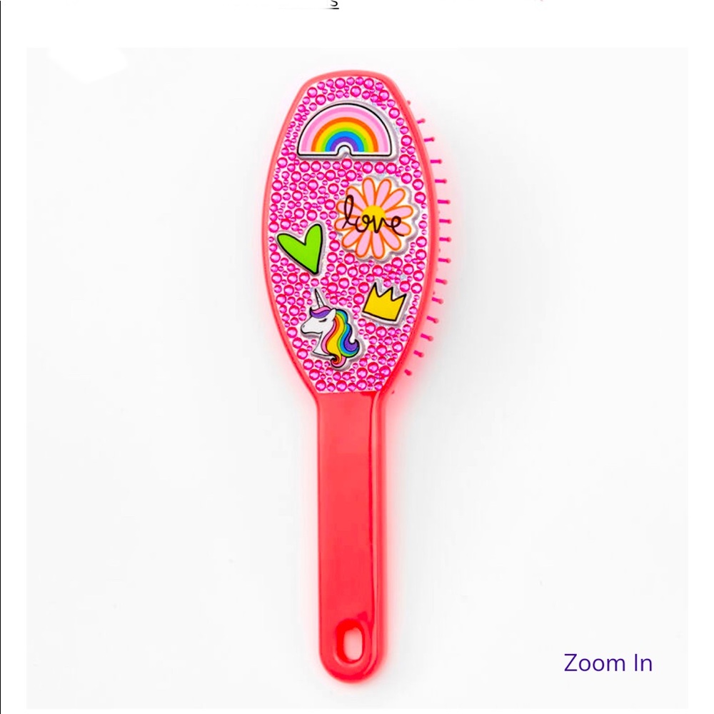Team Rainbow Bling Mini Paddle Hair Brush - Coral